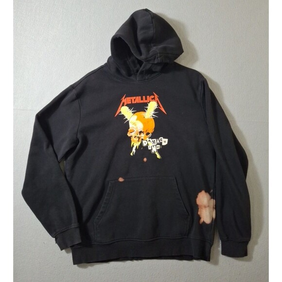 Metallica Damage Inc Tour Black Graphic Hoodie Men's Medium Thrashed - Picture 1 of 10
